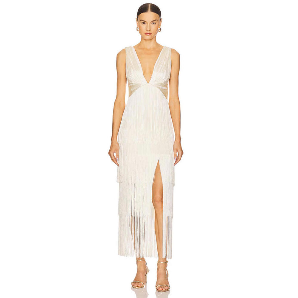 Revolve x Michael Costello White Fringe Dress